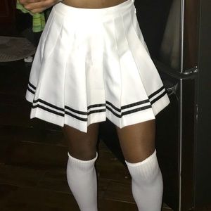 white skirt with black stripes